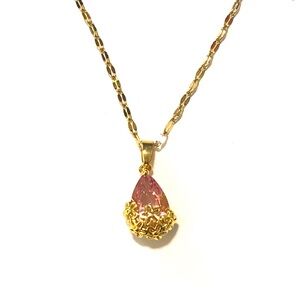 Stainless Steel Pink Pear Flower Necklace